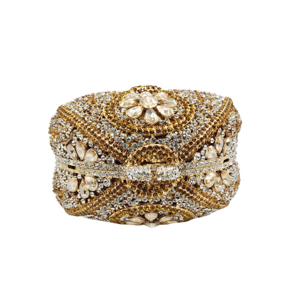 Túi clutch dạ tiệc nữ đính đá lấp lánh hình lồng chim — Màu vàng kim, Màu sâm panh bạc, Màu vàng nhạt, Màu vàng bạc