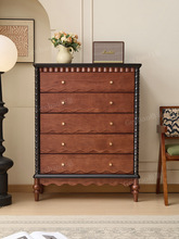 中古风全实木斗柜法式复古风八斗柜白蜡木涟漪卧室家用储物餐边柜