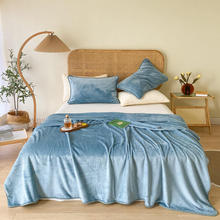 跨境金貂绒毛毯纯色毯子午睡毯320克法莱绒牛奶绒盖毯休闲毛毯