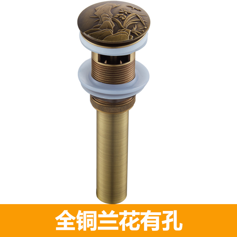 All-copper European-style basin drain pop-up basin washbasin accessories antique black gold deodorant drain pipe