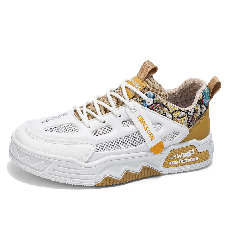 Men's fashionable two-tone low breathable casual sneakers with…