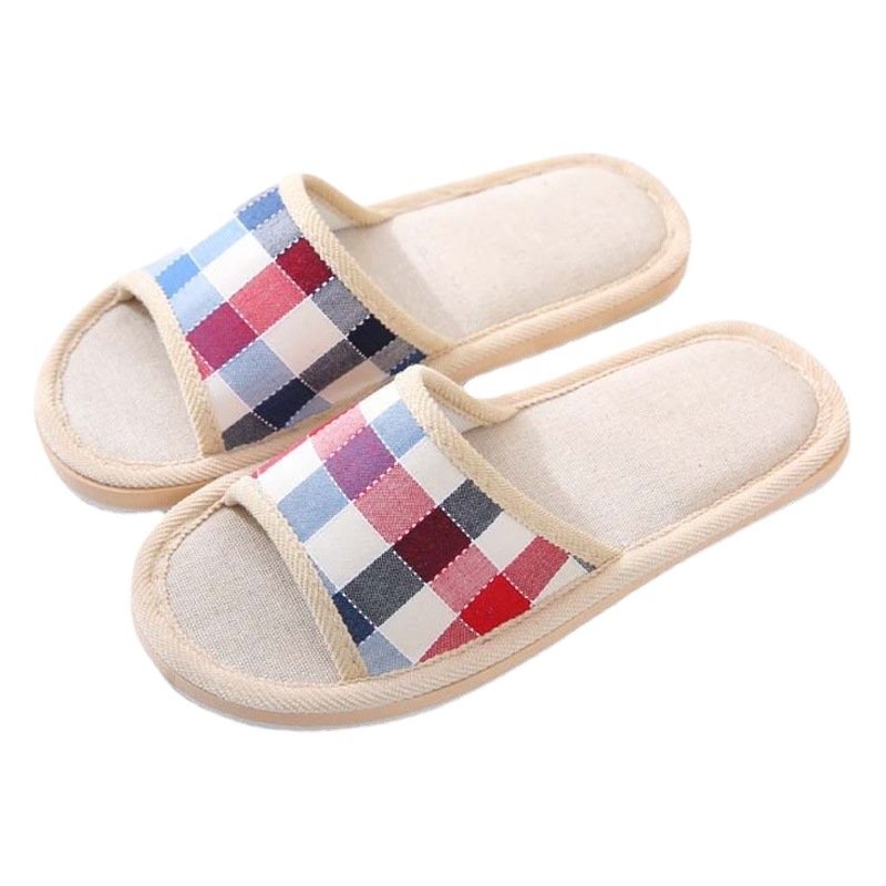 Four Seasons Hotel Travel Linen Slippers Indoor Non-slip Soft Bottom EVA Couple Home Light Wood Floor Batch for Men and Women
