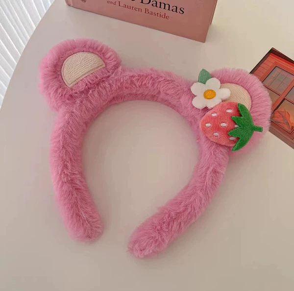 Strawberry, fuchsia headband, flowered