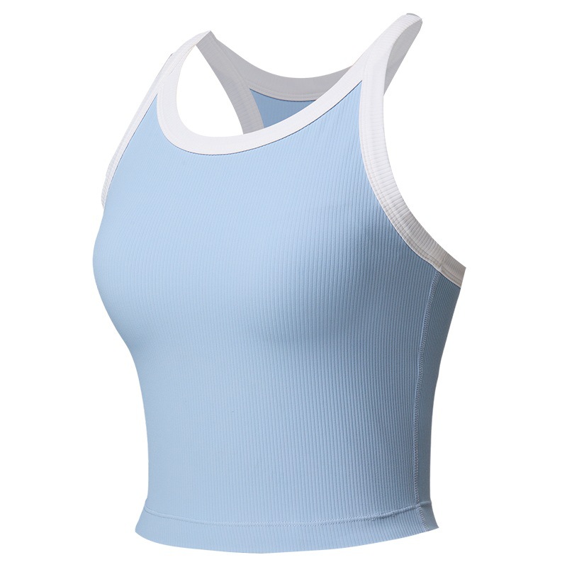 Una sola chaleco deportivo mujer cinturón cojín de pecho reúnido antichoque ropa interior de carrera de tenis al aire libre ropa de yoga retro