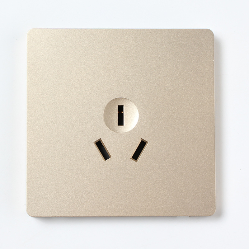金色开关插座 家用墙壁面明线空调16A十孔五孔插座带开关面板批发