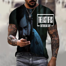 恐怖丧系最后生还者T恤男短袖血腥美式数码印花衣服潮