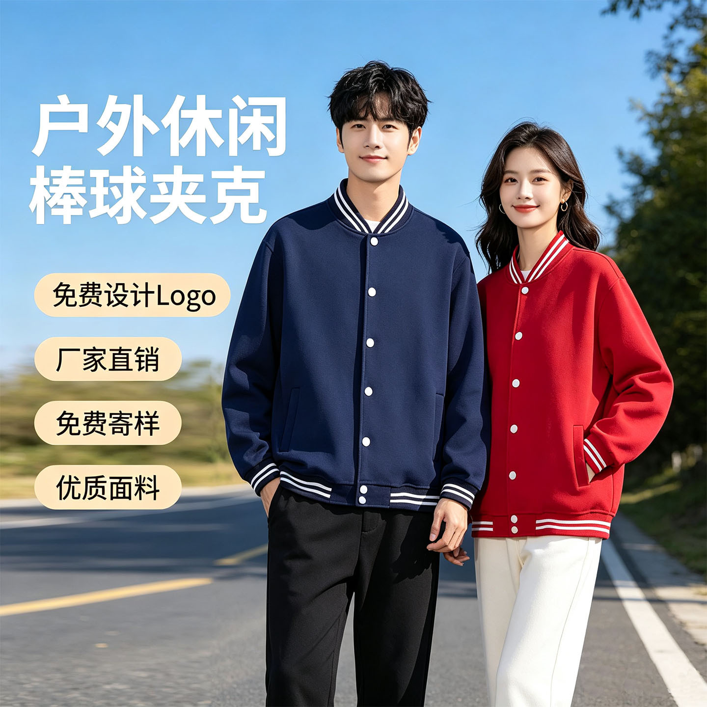 Source manufacturer of thin baseball jackets, custom logo, stand-up collar, corporate event group uniforms, workwear, sweatshirts, jackets, and printed text