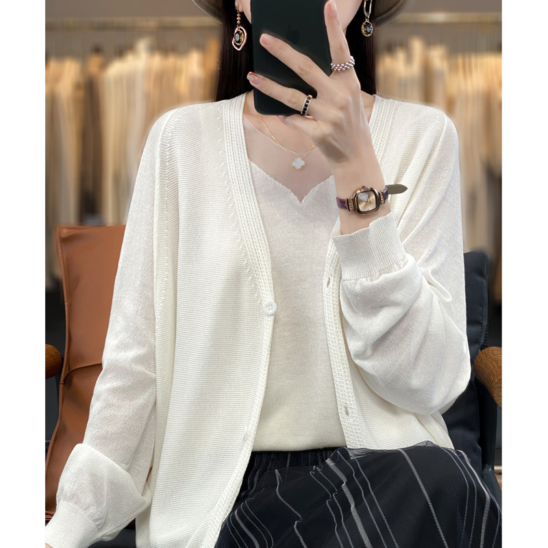 2023 New Summer Bingma Cardigan Women's Coat Bat Knitted Loose V-neck Long-sleeved High-end Outer Air-conditioning Shirt for Sun Protection