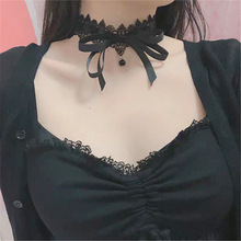 暗黑少女 洛丽塔风萝莉蝴蝶结蕾丝锁骨链短项链项圈颈带女Choker