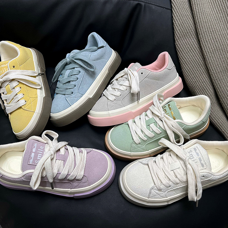 糖果色帆布鞋女2024秋季新款韩版百搭休闲小白鞋学生低帮板鞋子潮