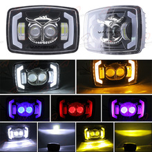 跨境方形六寸6inch摩托车led大灯6x4高亮远近光猫头鹰2珠爆闪