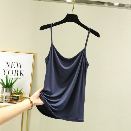 Modak cotton small strap women's spring and summer sleeveless undershirt for thinning base top large size versatile thin pure color vest