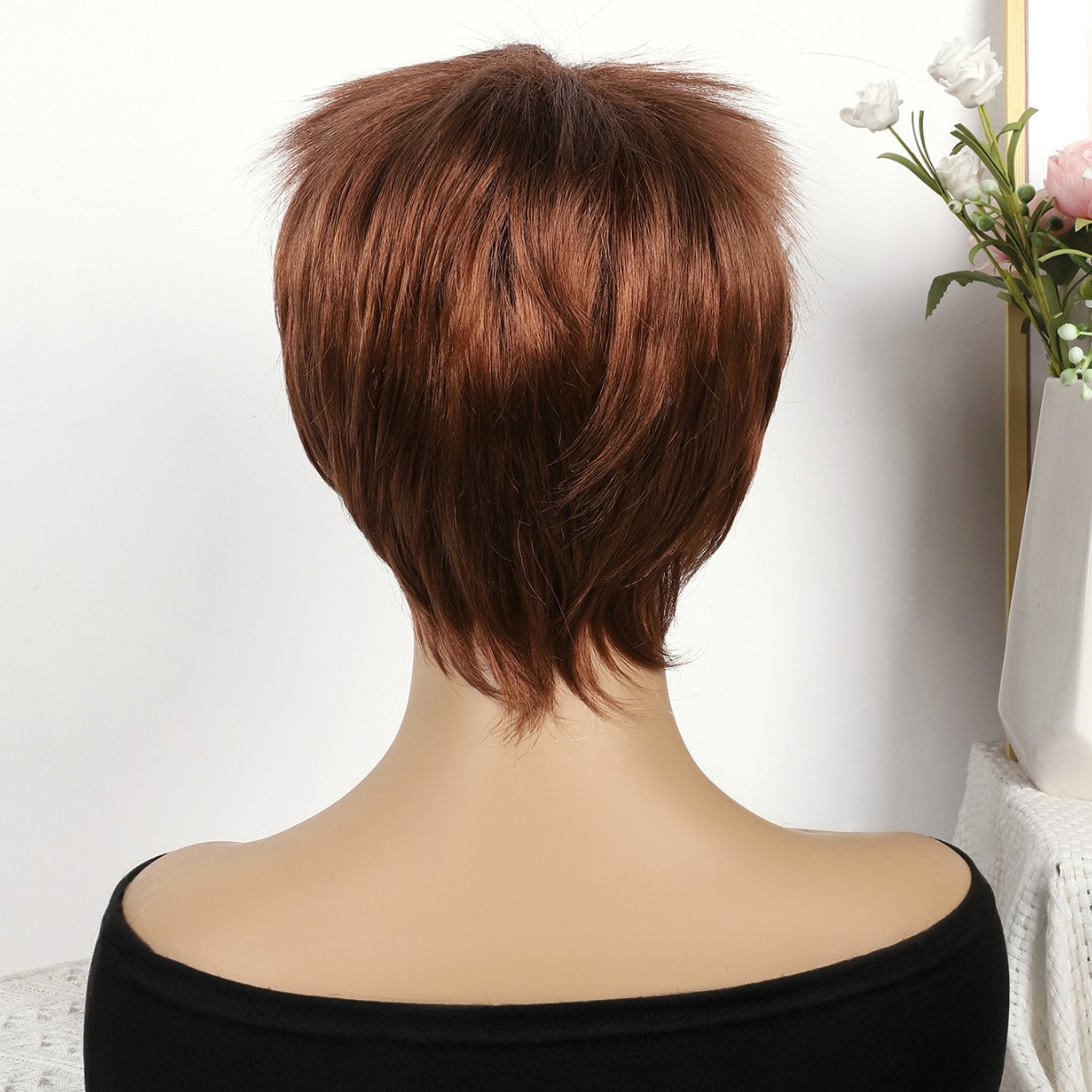 Cabeza de bob de fibra química al por mayor peluca de pelo de estudiante mecanismo de peluca cubierta de cabeza