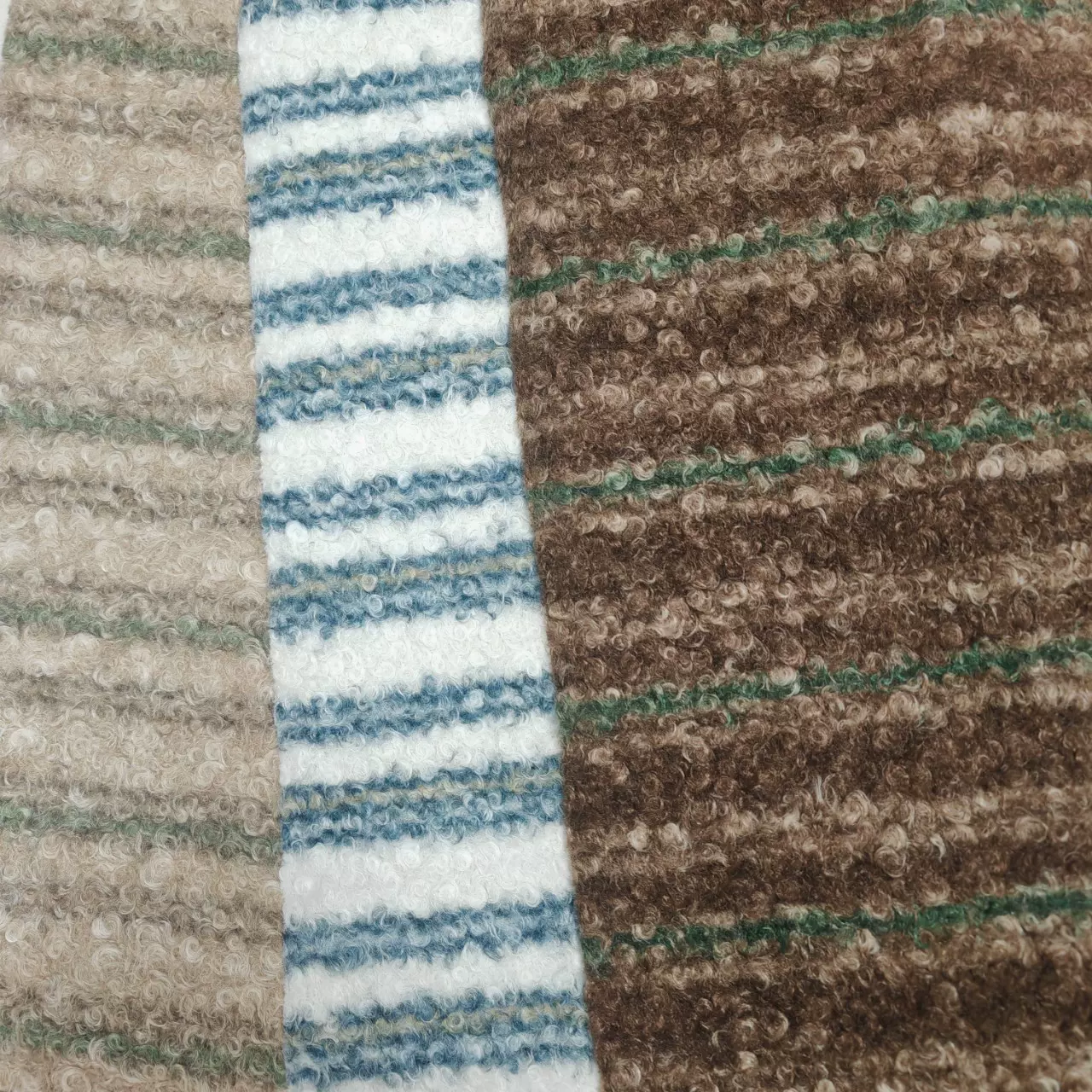 新款双面羊圈呢印花格子面料加厚针织圈圈呢秋冬女装外套毛呢大衣