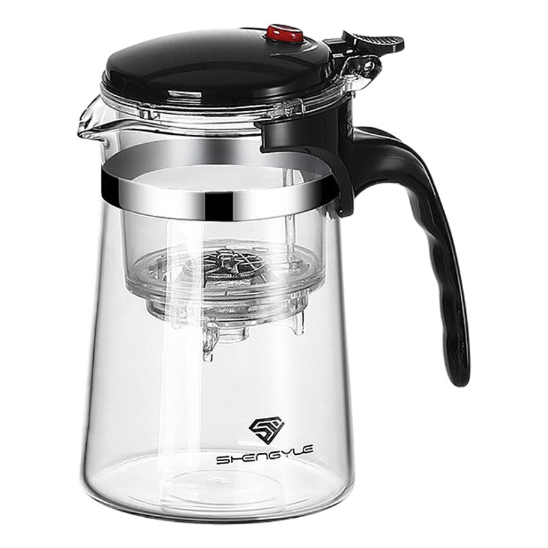 Tetera con filtro de un toque, taza de té de vidrio Piaoyi, regalo con impresión de logo, estilo elegante
