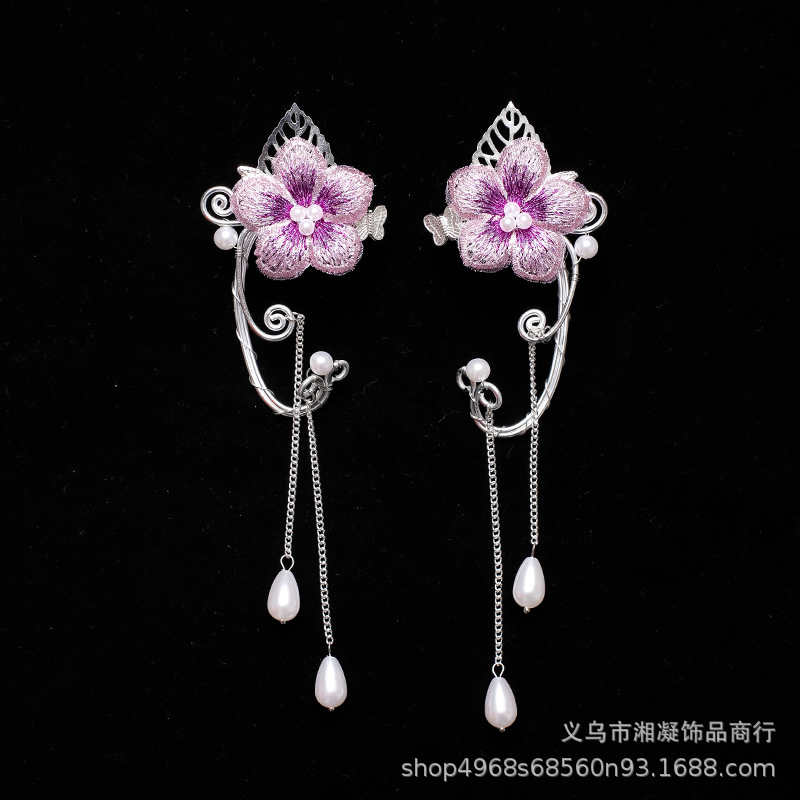 Cross-border non-pierced ear clips, creative handmade elf ear clips, vintage tassel women's earrings, popular foreign trade ear accessories