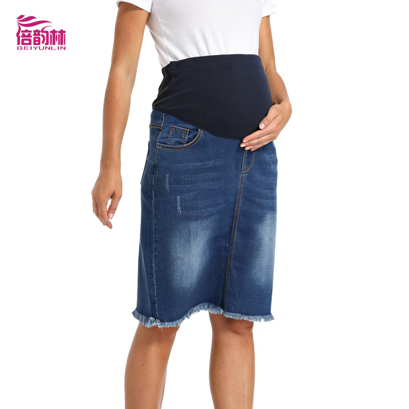 Plus-Size Maternity Denim Skirt, One-Piece Drop-Shipping Service, European and American Size Maternity Wear, Elastic Belly-Support Maternity Skirt, Exclusively for Cross-Border Sales