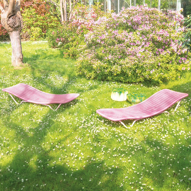 Balcón al aire libre silla de ratán hogar perezoso ocio silla mesa de té de tres piezas jardín al aire libre patio mesa y silla de ratán image 4