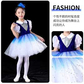 六一儿童演出服蓬蓬裙中小学生朗诵男女童合唱服纱裙幼儿园表演服
