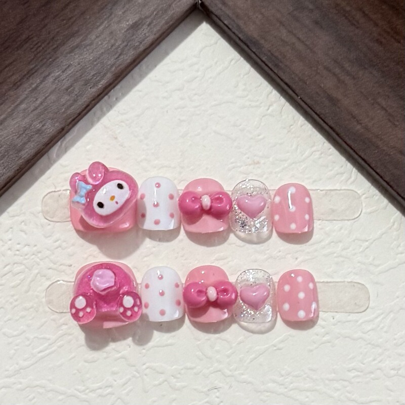 [Rotatable] Children's Handmade Wearable Nails Stereo Cute Melody Manicure Cartoon Patch Handmade Nails