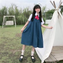 【两件套】夏闺蜜背心裙中长女无袖吊带连衣裙制服JK衬衣女学生潮