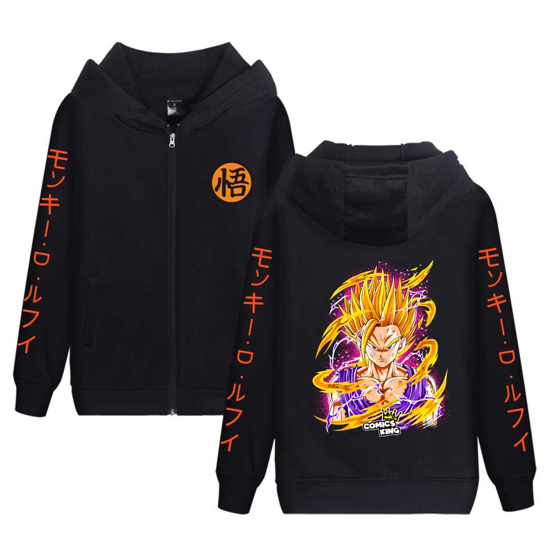 Amazon New Dragon Ball Dragon Ball Monkey King Peripheral fleece-lined Hoodie Zipper Couples Sweater