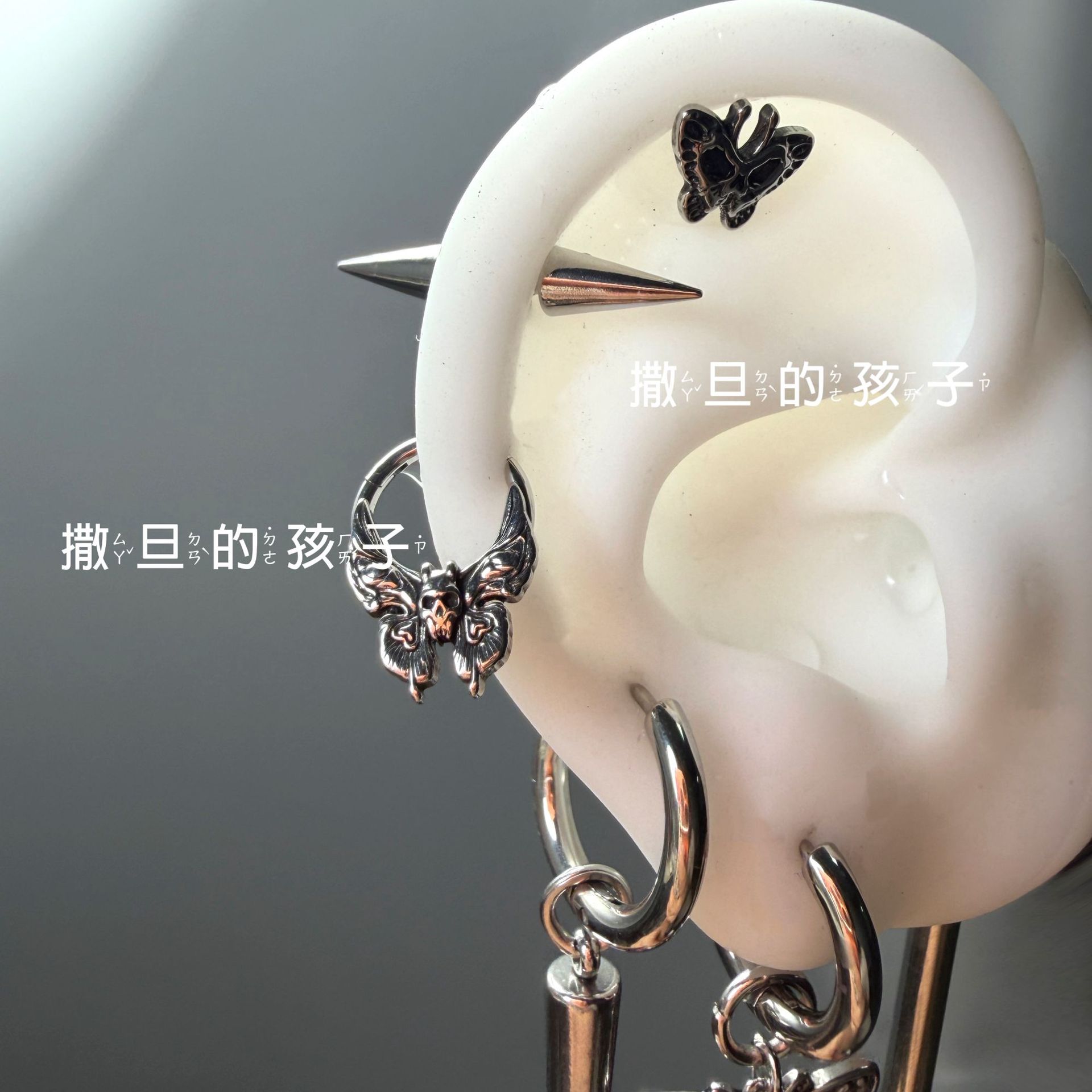 Labret stud lip piercing jewelry styling detail