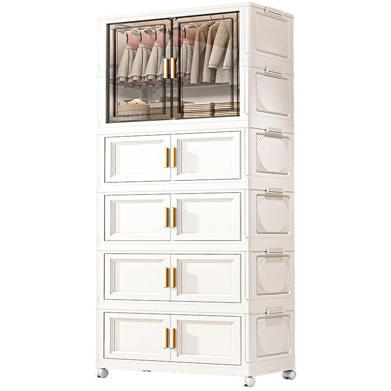 Gabinete de almacenamiento de juguetes de sala de estar libre de instalación para almacenar armario doméstico caja de almacenamiento de plástico plegable transparente europea