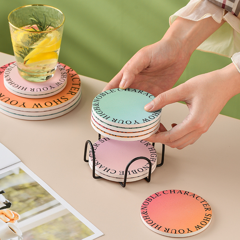 Luz de lujo creativo posavasos de cerámica estera de aislamiento estera impermeable mantel absorbente traje de montaña antideslizante estera de corcho