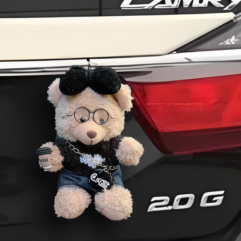 Colgante trasero de coche muñeco de oso de peluche lindo de dibujos animados decoración de maletero motocicleta decoración de bicicleta