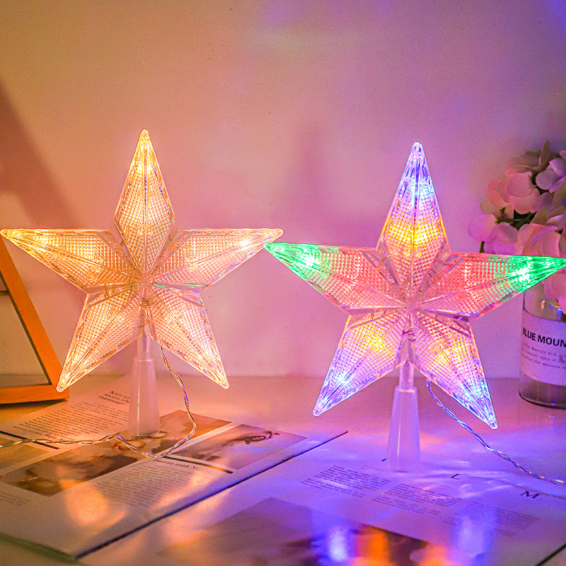 Christmas tree top star decorative light five-pointed star atmosphere Christmas Lights Christmas tree top light tree top star led Star Light