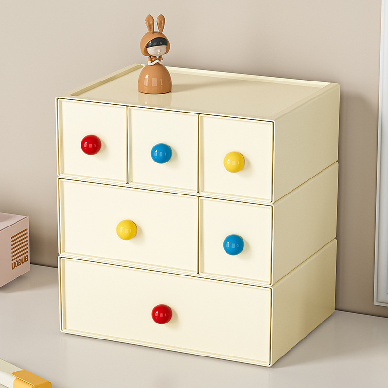 Mesa de cajón de cosméticos, combinación de sala de estar, caja de joyería superable de varias capas, caja de almacenamiento de escritorio de almacenamiento de plástico