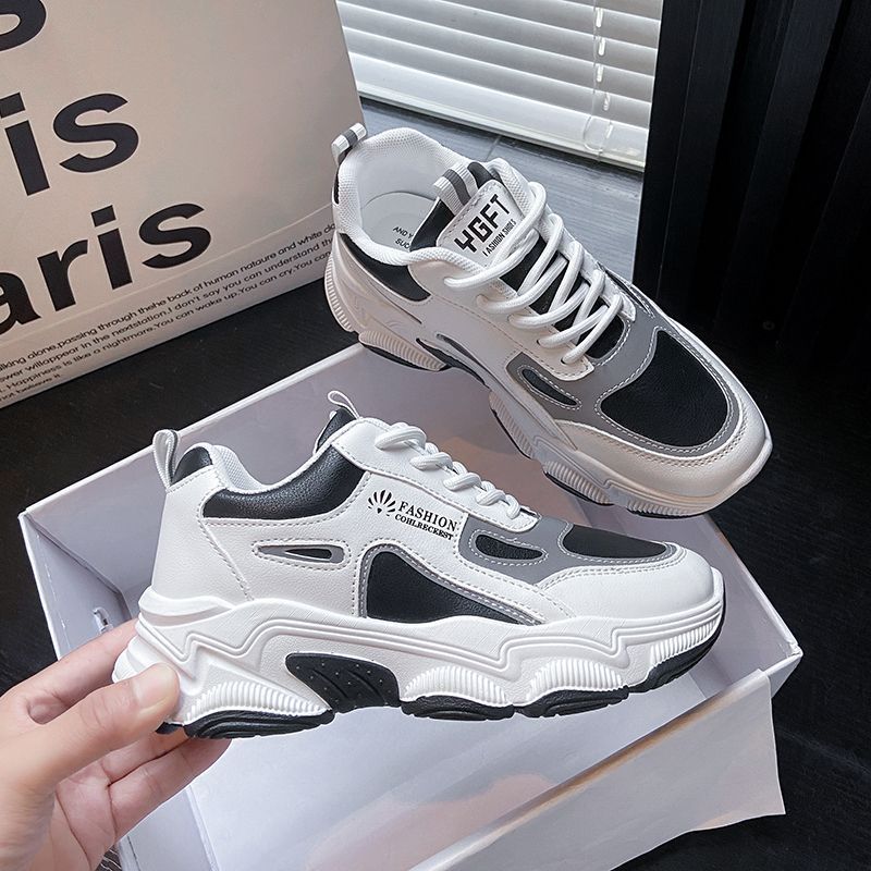 Zapatos para mujer, primavera y otoño 2025, nuevos zapatos deportivos casuales de cuero, estilo coreano, zapatos blancos, zapatos para estudiantes, zapatos estilo papá