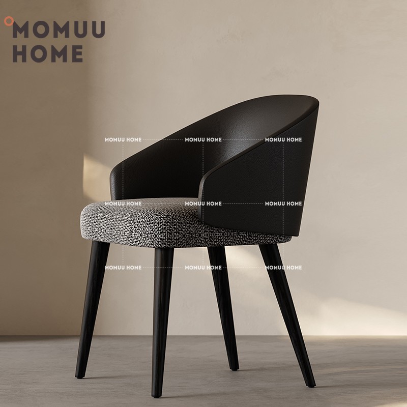 Momuu Home Italian Dining Chair Simple Household Solid Wood Chair Leisure Restaurant Hotel Leather Art Back Chair