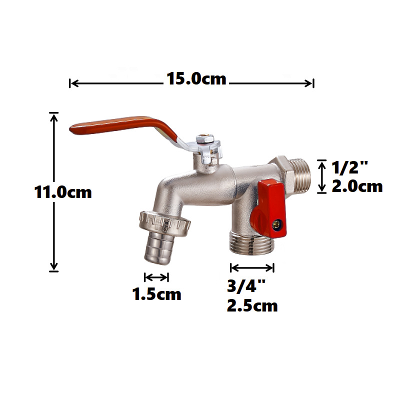 Cross-border exclusive gardening double water outlet zinc alloy faucet, one in and two out double pacifier, belt faucet [red] Application Scenario
