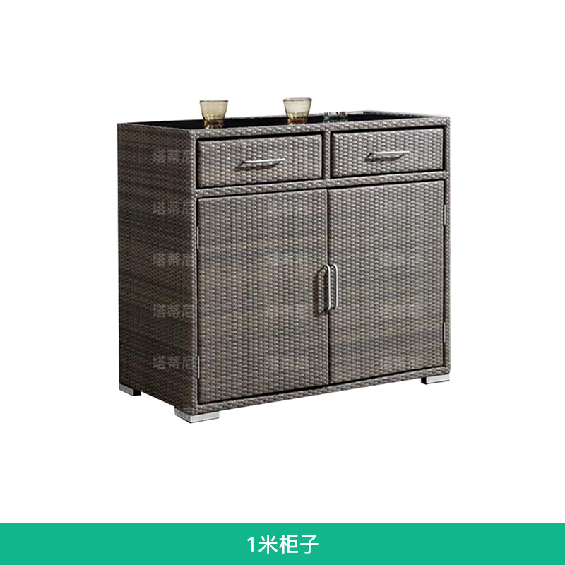 Mueble de almacenamiento de ratán para exteriores, mueble zapatero tejido para balcón, mueble de almacenamiento para recibidor, mueble de comedor para patio exterior impermeable y resistente al sol. image 6