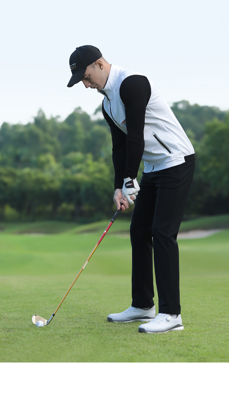 Áo ghi lê golf PGM nam chống gió nhẹ, cổ đứng, form vừa — YF655-Gi lê trắng, YF655-Áo gi lê màu đen, YF655-Gi lê kaki chi tiết 5