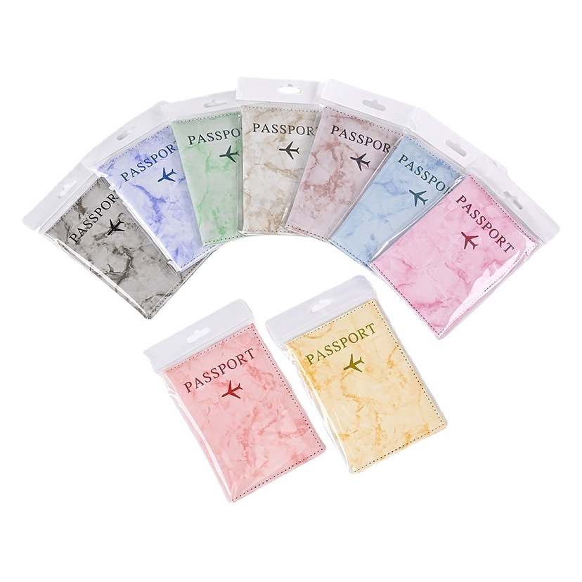 2024 New Cross-border Explosions Marble Color-changing PU Passport Protective Cover Ticket Holder in stock Factory Direct Wholesale