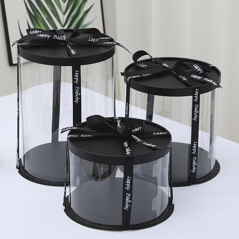 Caja de pastel transparente redonda 4 pulgadas 6 pulgadas 8 pulgadas 10 pulgadas 12 pulgadas caja de embalaje de pastel de cumpleaños especial de doble capa