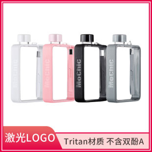 Creative A6 Flat Water Kettle Customized Tritan Material High-Value Portable Plastic Sports Water Kettle Business Gift