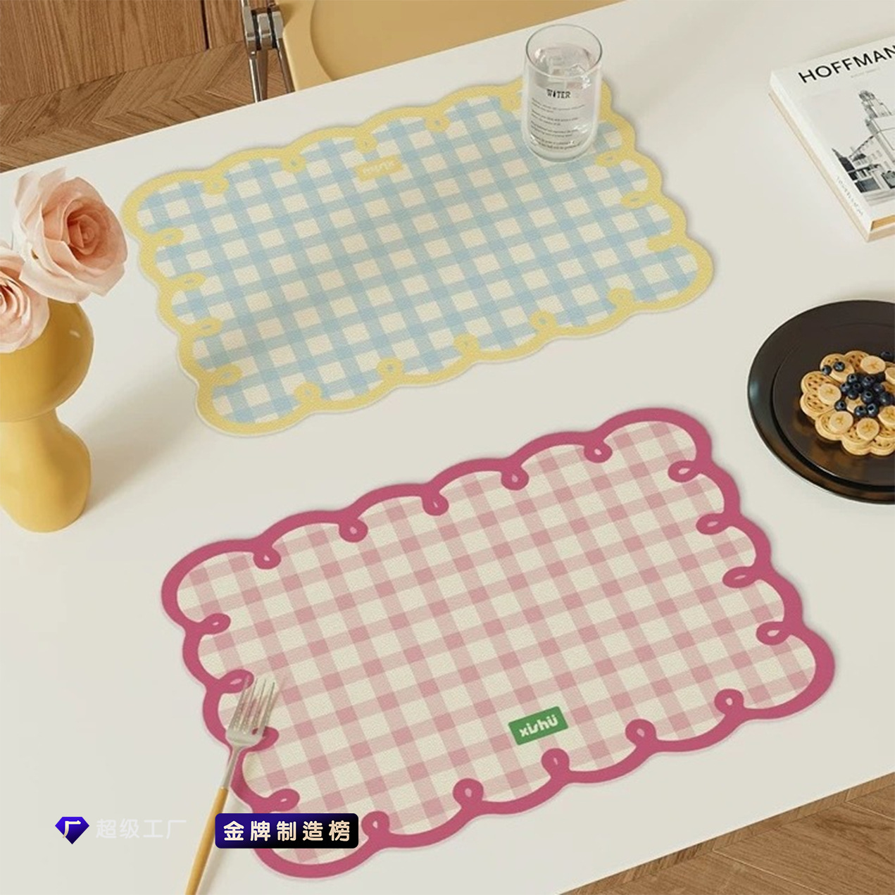Cojín de comedor occidental de estilo crema mesa resistente al quemado resistente a altas temperaturas platos de comedor platos de cojín a prueba de agua a prueba de aceite mesa cojín de tazas de cuero