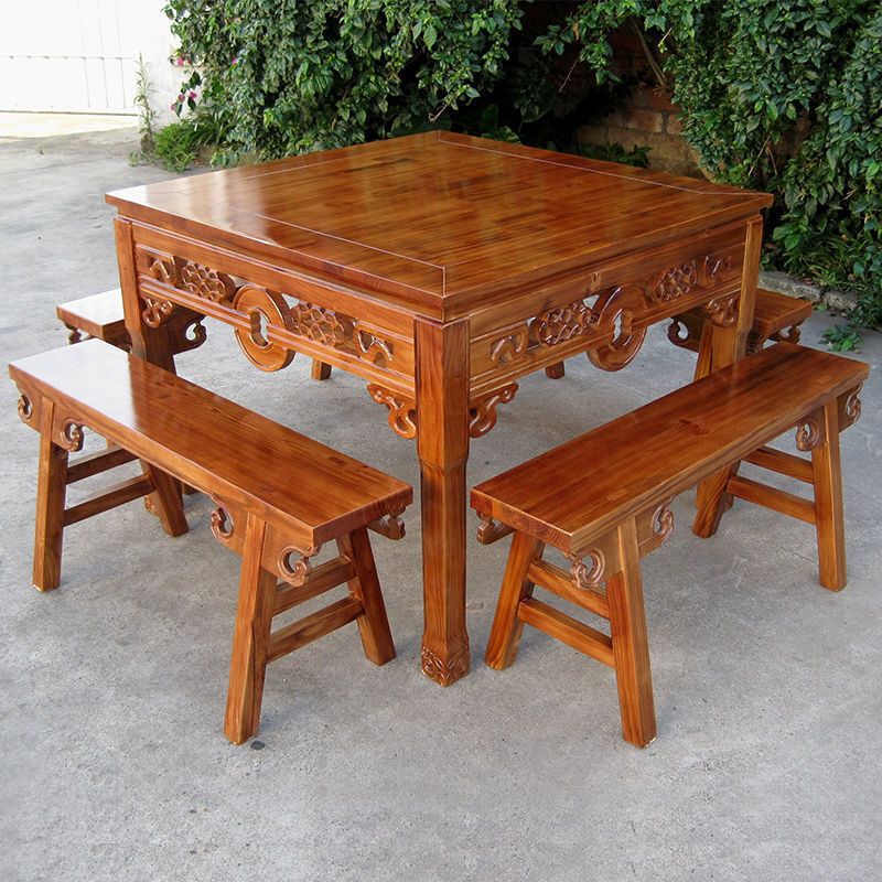 Solid Wood Square Eight Immortals Table, New Chinese Style Restaurant, Hotel Noodle Shop Round Table, Square Table, Commercial Home Table and Chair Combination