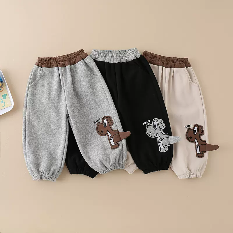 男童裤子春秋款2026新款儿童洋气卫裤痞帅男孩长裤春装恐龙休闲裤