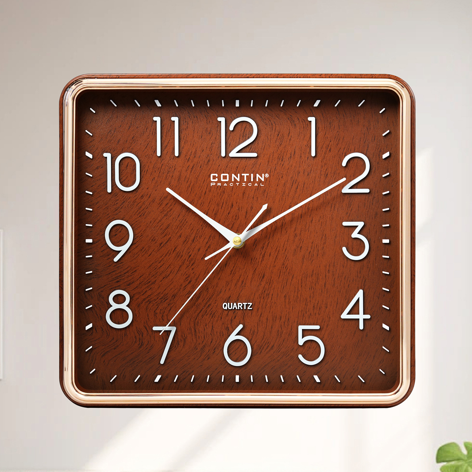 Reloj de pared cuadrado de plástico con números 3D - Silencioso y de moda - Para sala de estar y hogar - Venta al por mayor de fábrica