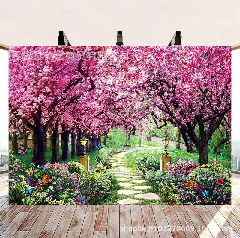 Foreign Trade Amazon Flowers Spring Garden Photography Background Cloth Birthday Wedding Baby Shower Banner Studio