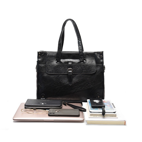 Cross-border Men's Briefcase Large Capacity Business Crossbody Laptop Bag Commuting Simple Handbag Meeting Bag Bags