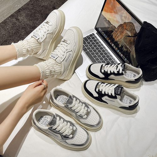 Women's Thick-soled Height-increasing White Shoes Autumn Comfortable Lightweight Versatile Sports Casual Panda Board Shoes Trendy and Versatile
