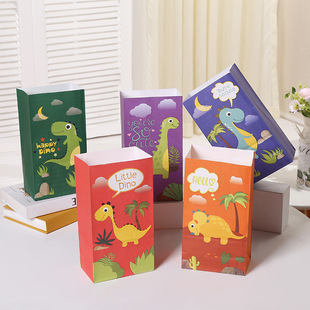 New Cartoon portable dinosaur gift bag cute Kraft paper candy bag children's holiday paper bag factory wholesale