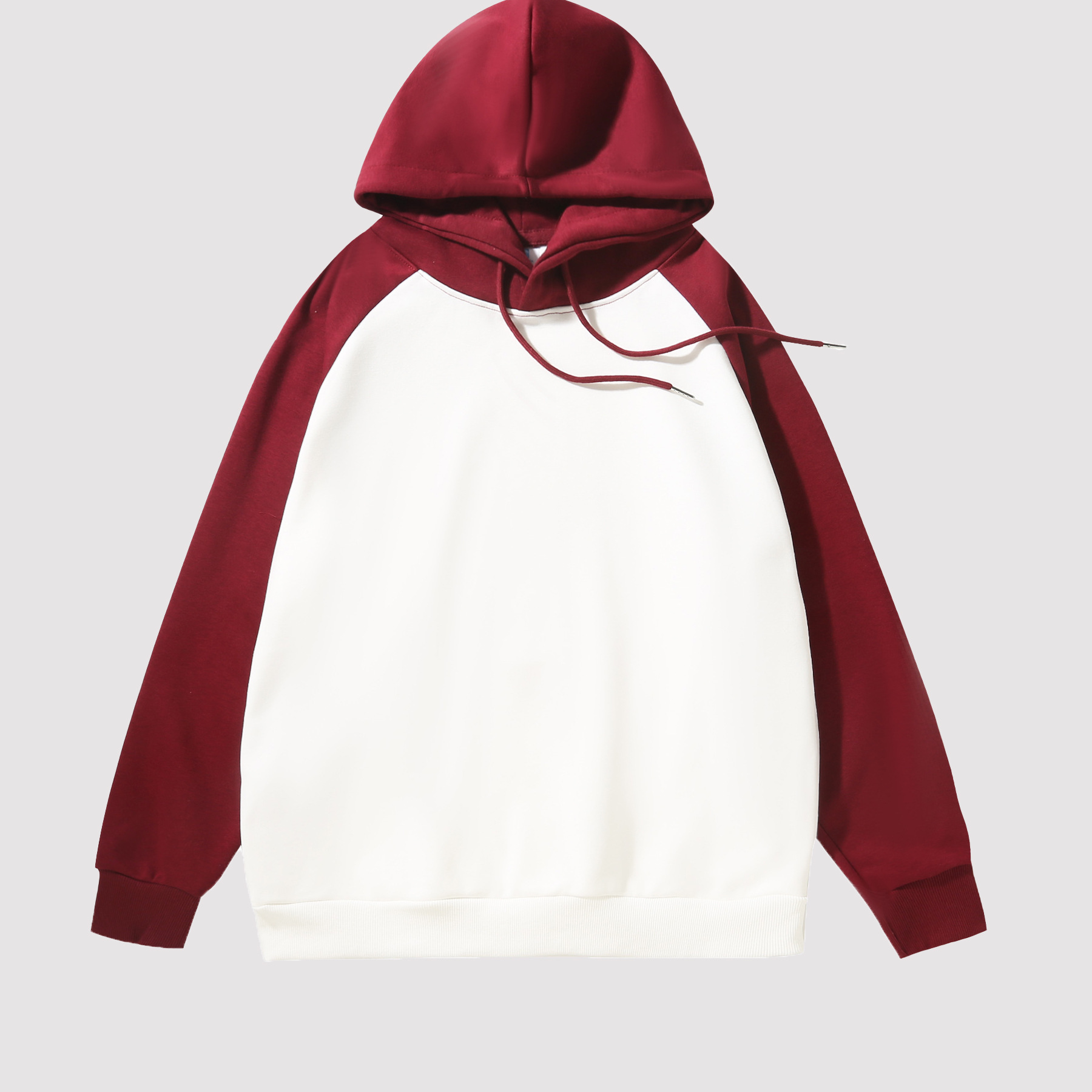 300g suéter con capucha pesado con mangas raglán sudadera con capucha a juego de colores versión coreana americana camisa de fondo con costuras en contraste suelta