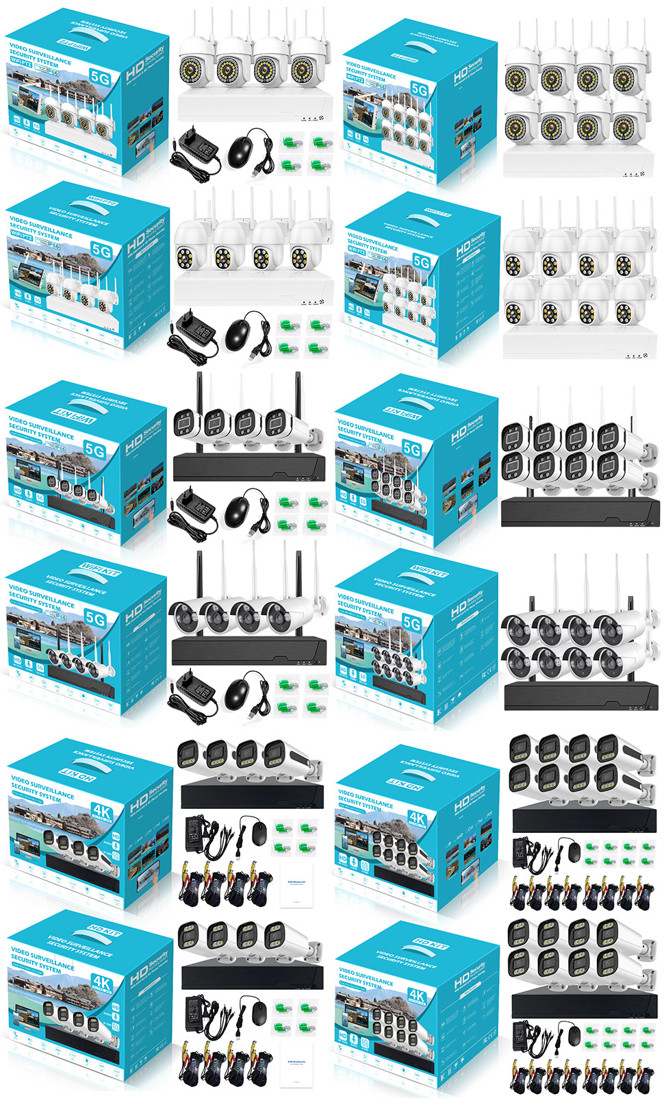 无线监控设备套装 4路8路录像机NVR网络摄像头 720P1